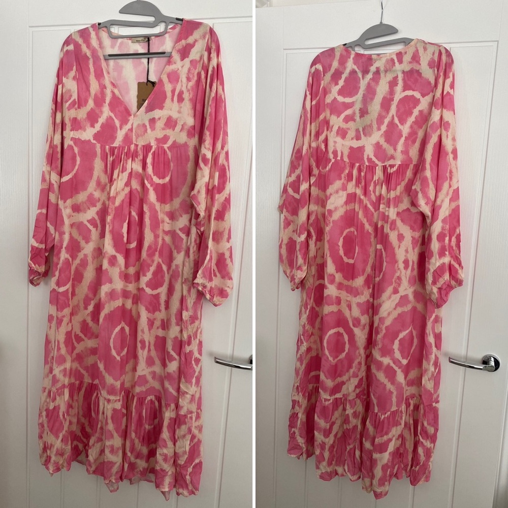 ✖️SOLD✖️ NWT Tiered Midi Dress in Pink Summer Beach Resort Pool - Picture 3 of 3